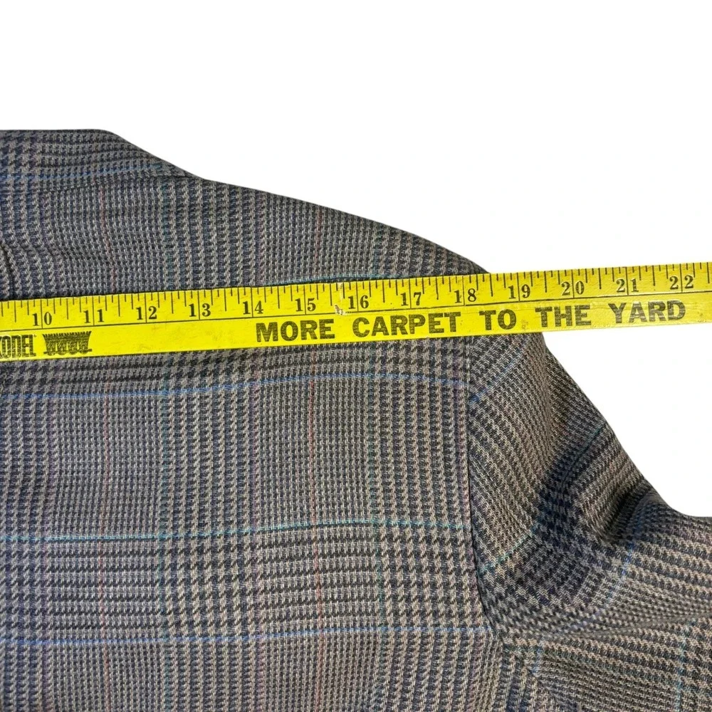 Polo University Club Ralph Lauren Glen Plaid Wool Blazer Grey Blue 2-Button Mens